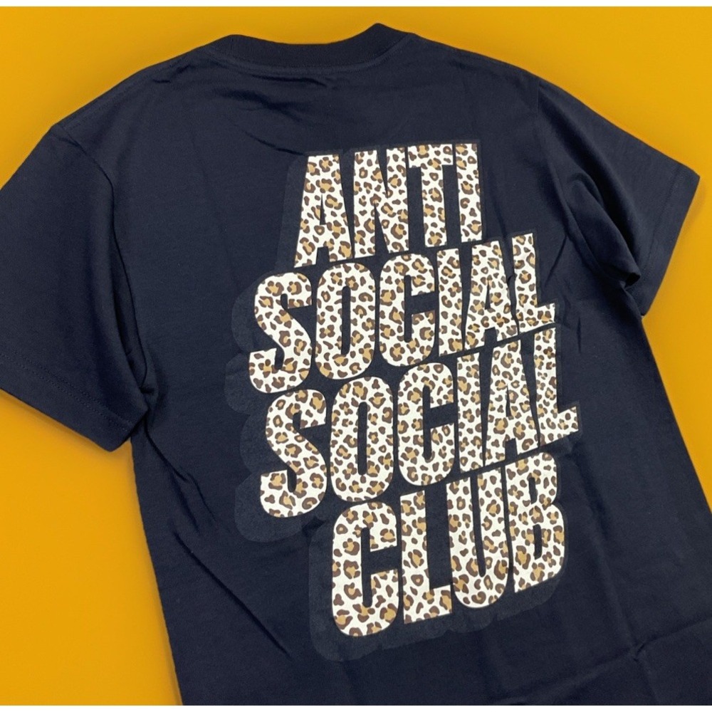 Anti Social Social Club ASSC Mens S Leopard Print Big Graphic Logo T-Shirt NWT